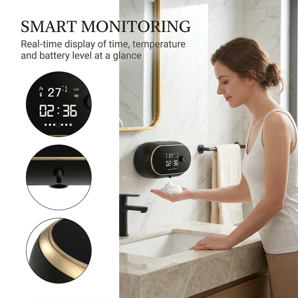 Touchless Smart Soap Dispenser, 500ML Rechargeable with Infrared Sensor, 3 Adjustable Soap Levels, LED Display. Wall Mountable for Bathroom Kitchen Office