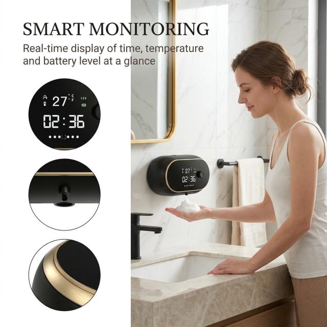 Touchless Smart Soap Dispenser, 500ML Rechargeable with Infrared Sensor, 3 Adjustable Soap Levels, LED Display. Wall Mountable for Bathroom Kitchen Office