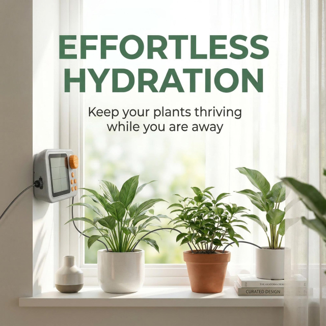 Automatic Indoor Plant Watering System, Self-Watering Drip Irrigation Kit for Indoor and Outdoor Gardens, Adjustable Drippers Capable of Watering Up to 15 Plants Simultaneously