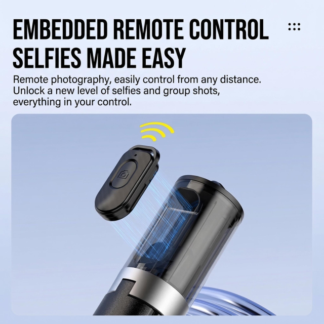 Auto Open Selfie Stick Tripod, 63-inch Extendable with Wireless Remote, 360° Rotation, Portable for Travel Vlog. Compatible with iPhone Android