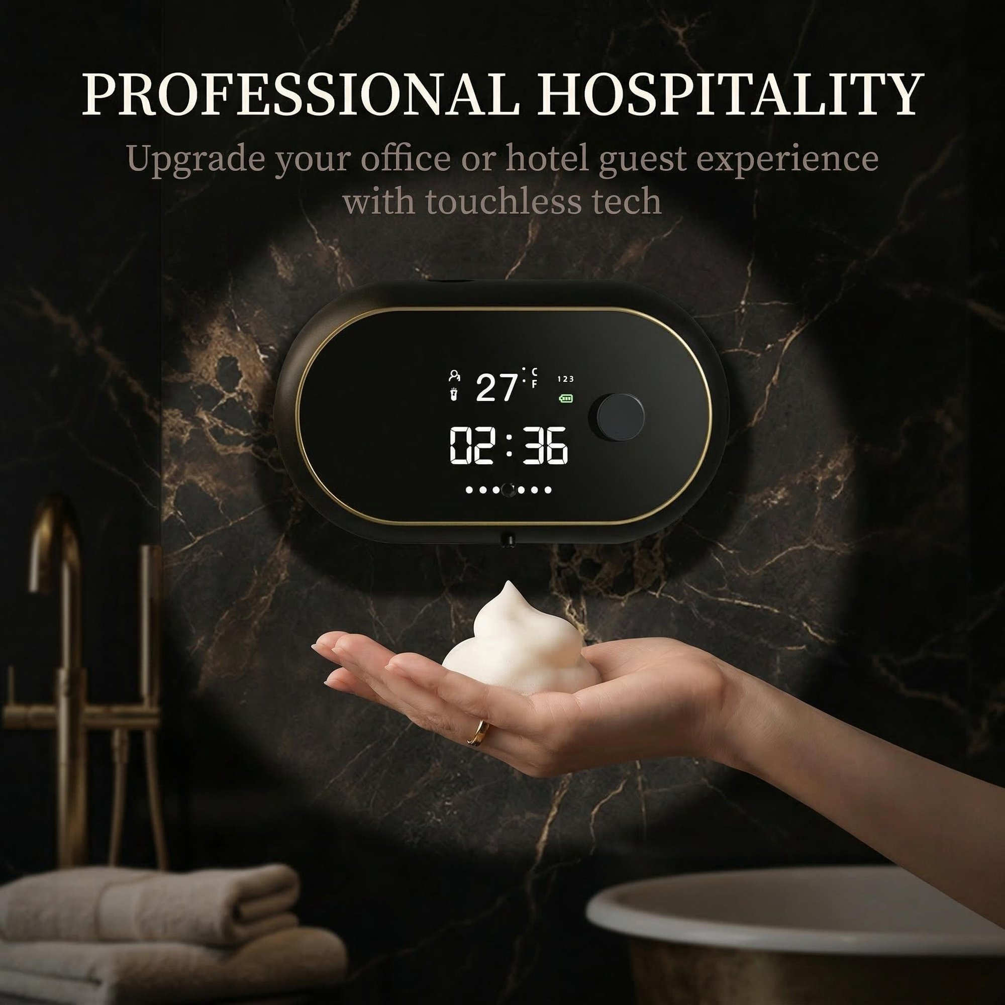 Touchless Smart Soap Dispenser, 500ML Rechargeable with Infrared Sensor, 3 Adjustable Soap Levels, LED Display. Wall Mountable for Bathroom Kitchen Office