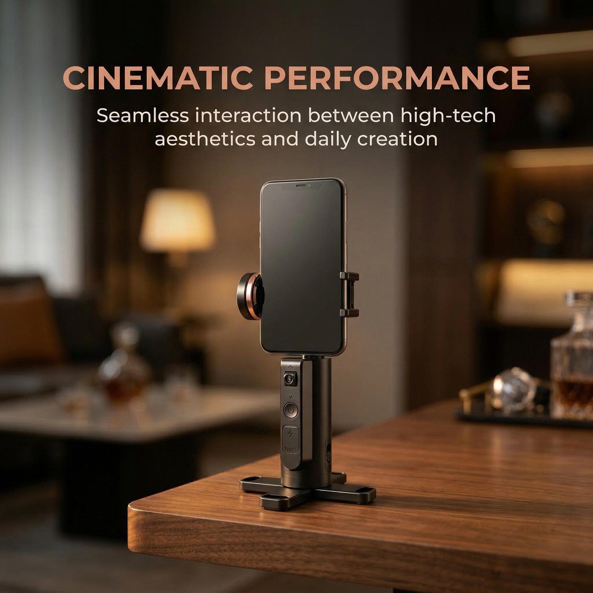 Automatic Face-Tracking Tripod: 360° Rotating Smartphone Mount with AI Tracking & Gesture Control. 1200mAh Battery for Live Streaming, TikTok, Vlogging.
