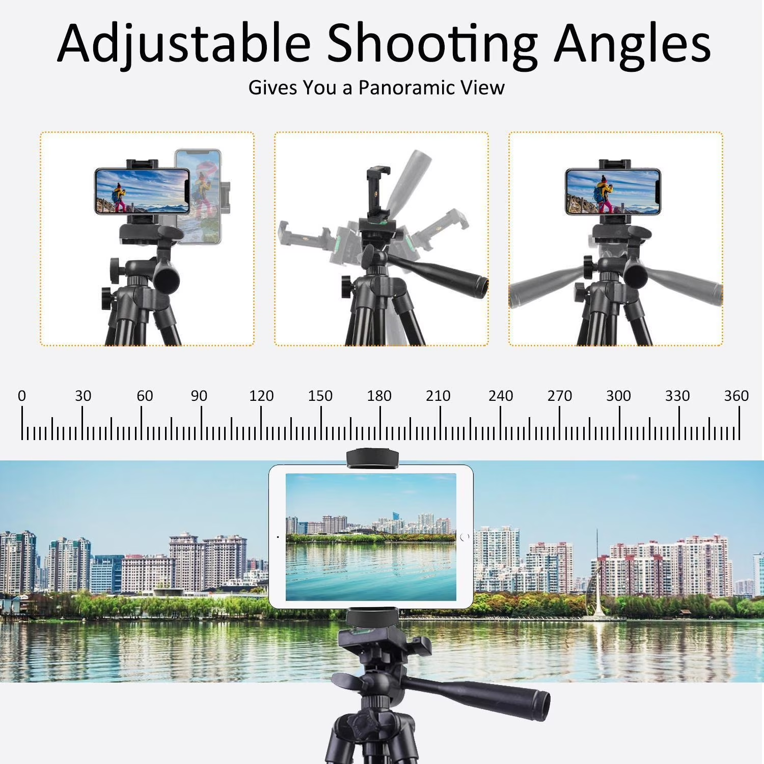 Professional 1.3M Tripod for TikTok/YouTube/Live Streams with Phone Clip & GoPro Mount, Adjustable Height Ideal for Travel, Outdoor Shooting & Smooth Filming