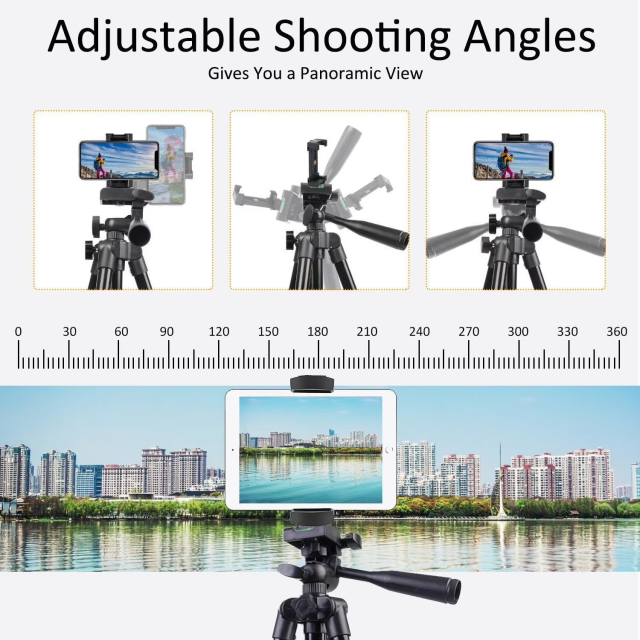 Professional 1.3M Tripod for TikTok/YouTube/Live Streams with Phone Clip & GoPro Mount, Adjustable Height Ideal for Travel, Outdoor Shooting & Smooth Filming