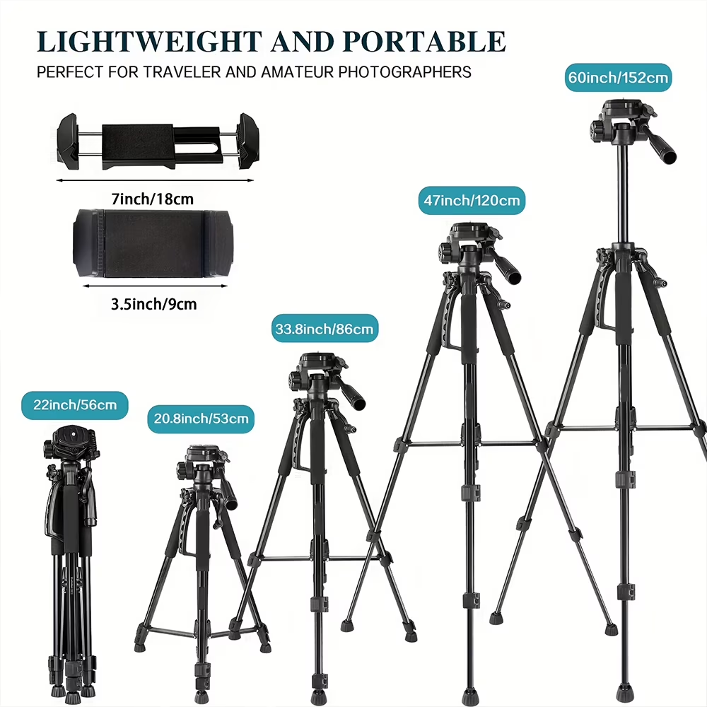 ZOMEI Camera Tripod, 360° Multi-Angle Shooting，Compatible with DSLR Cameras, Camcorders, Smartphones, Includes Carrying Bag
