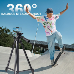 Professional 1.3M Tripod for TikTok/YouTube/Live Streams with Phone Clip & GoPro Mount, Adjustable Height Ideal for Travel, Outdoor Shooting & Smooth Filming