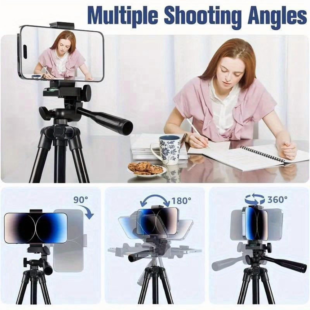 Professional 1.3M Tripod for TikTok/YouTube/Live Streams with Phone Clip & GoPro Mount, Adjustable Height Ideal for Travel, Outdoor Shooting & Smooth Filming