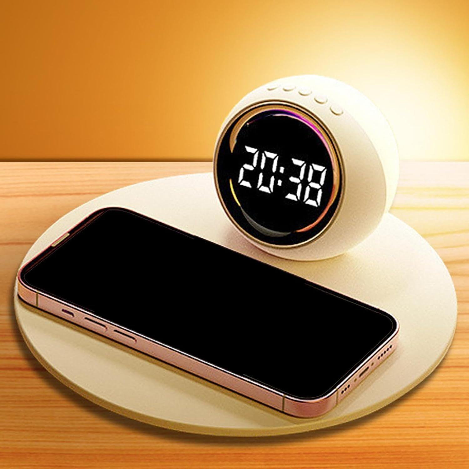 3-in-1 Wireless Charger, Alarm Clock & Night Light. 15W Fast Qi Charging, LED Digital Clock with Snooze, Dimmable Touch Light. Sleek White Design for iPhone/Android
