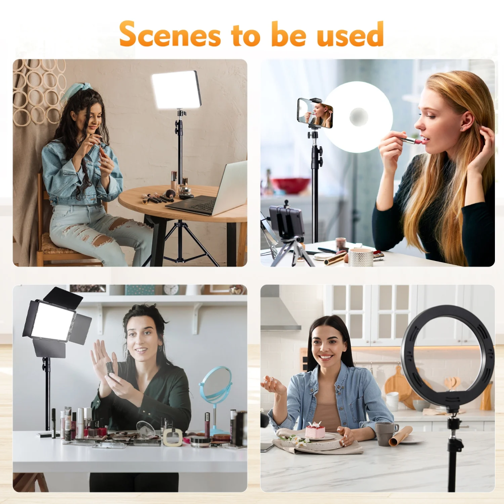 12" Ring Light with 63" Tripod Stand and Phone Holder Kit, Full-Screen Zoom Lighting for Video Recording, Makeup, Live Stream