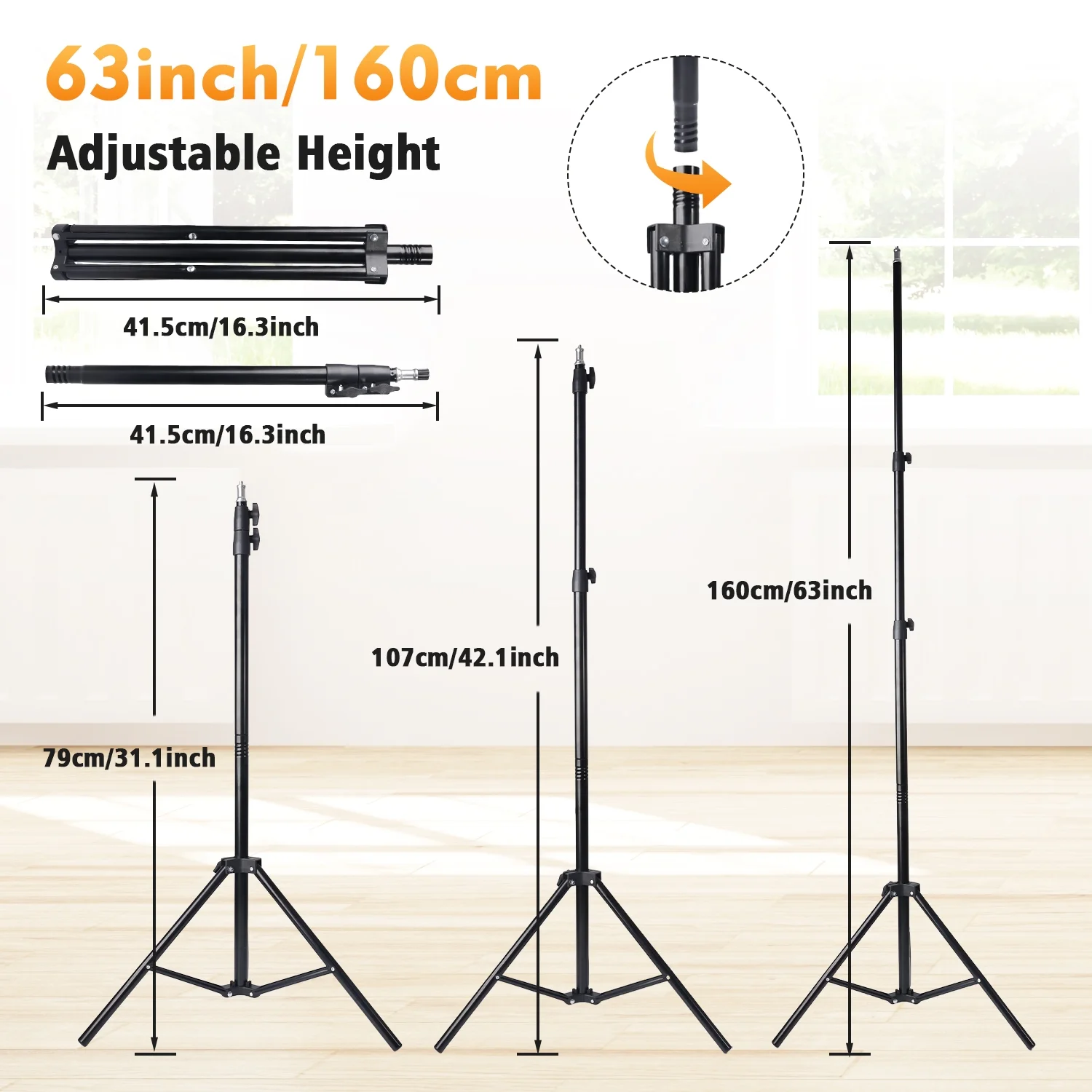 12" Ring Light with 63" Tripod Stand and Phone Holder Kit, Full-Screen Zoom Lighting for Video Recording, Makeup, Live Stream
