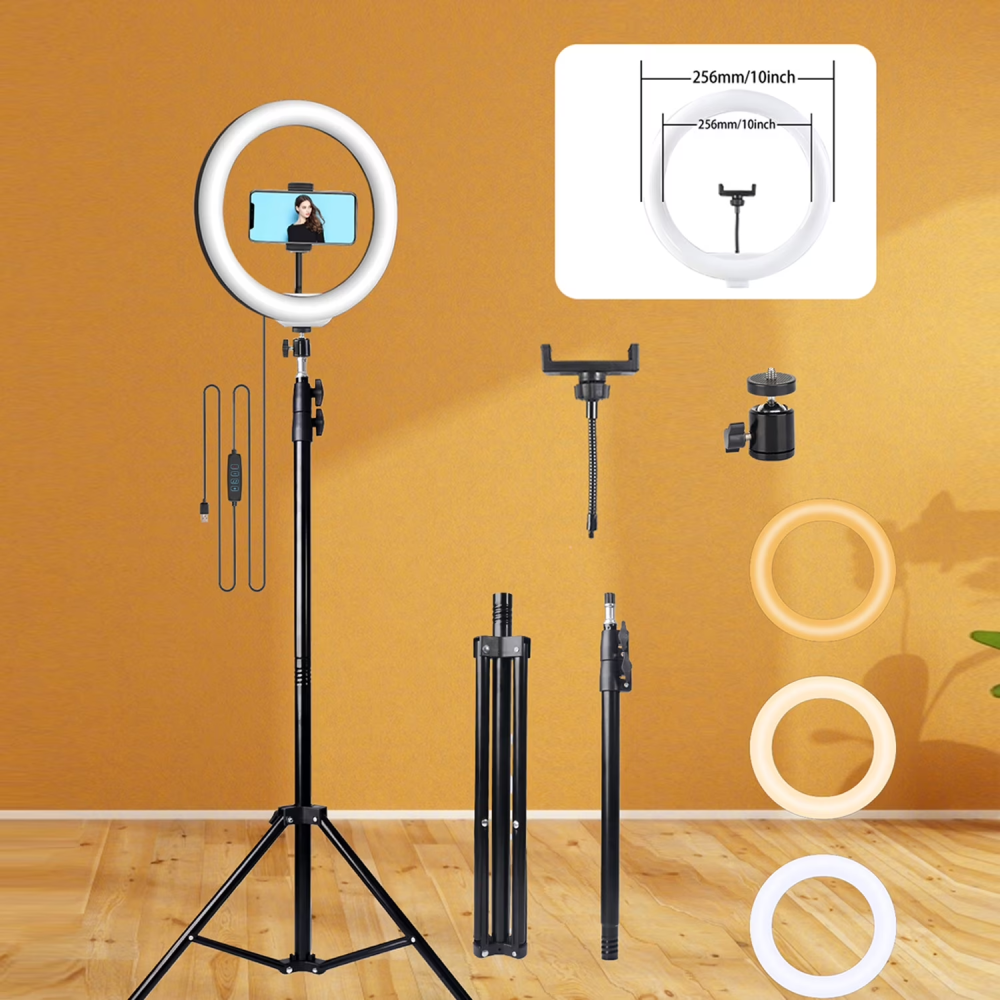 ZOMEI 63" LED Ring Light with Stand & Phone Holder, USB Studio Light for Photography/Video/Live Streaming, Portable Fill Light