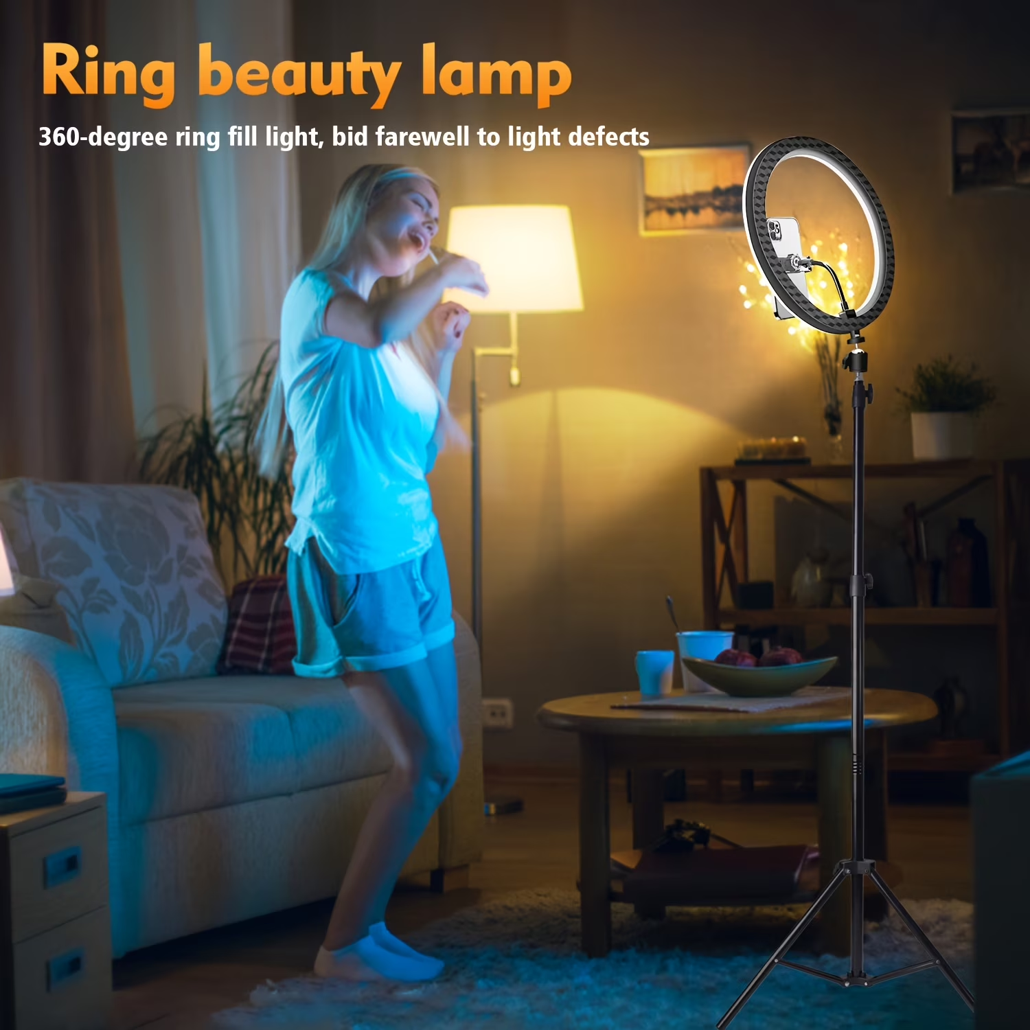 ZOMEI 63" LED Ring Light with Stand & Phone Holder, USB Studio Light for Photography/Video/Live Streaming, Portable Fill Light