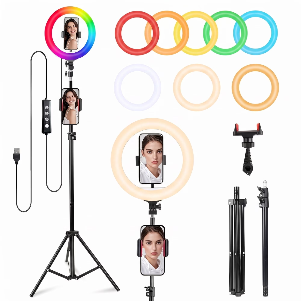 Zomei 10" RGB Ring Light with Tablet Holder,Ring Light for TikTok/Live Stream/Makeup/YouTube