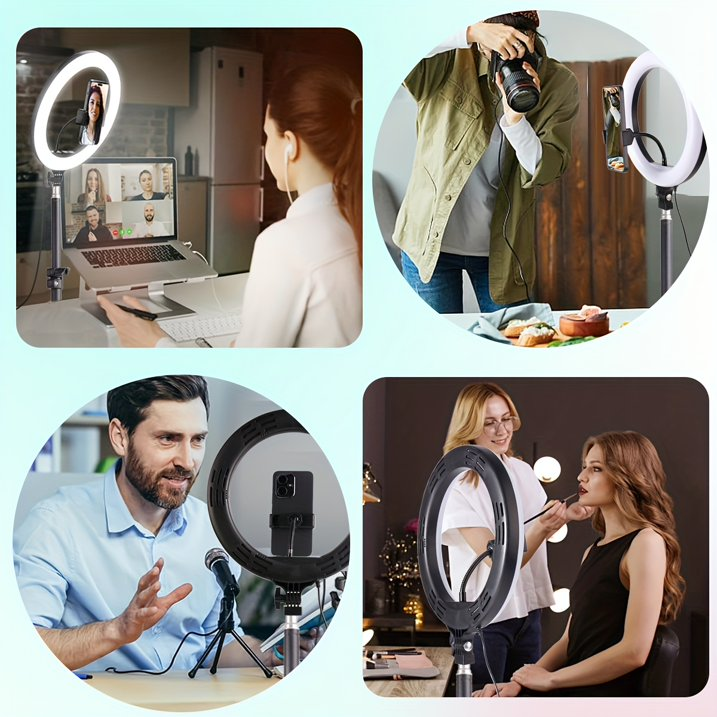 ZOMEI 10-inch Ring Light  43.3"  Extendable Tripod with Phone Holder, for YouTube/TikTok, Compatible iPhone Android Camera, Dimmable