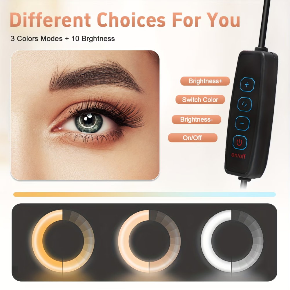 ZOMEI 10-inch Ring Light  43.3"  Extendable Tripod with Phone Holder, for YouTube/TikTok, Compatible iPhone Android Camera, Dimmable