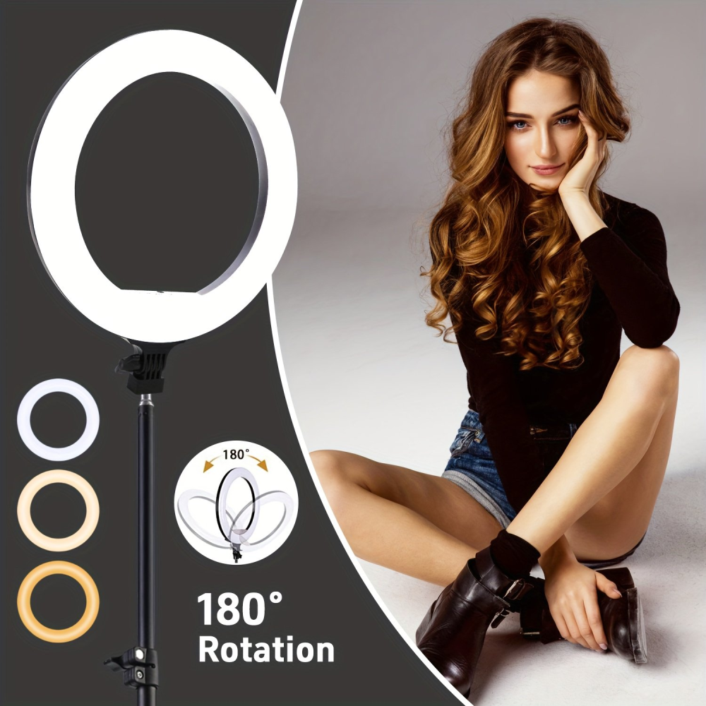 ZOMEI 10-inch Ring Light  43.3"  Extendable Tripod with Phone Holder, for YouTube/TikTok, Compatible iPhone Android Camera, Dimmable