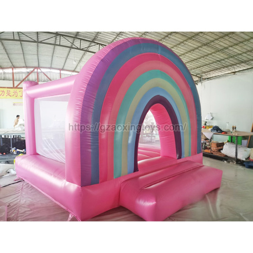 Rainbow Pink Inflatable Bounce House