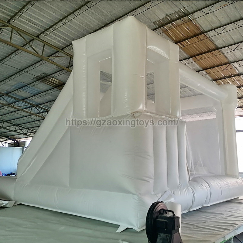 White Inflatable Bounce House With Slide And Ball Pit