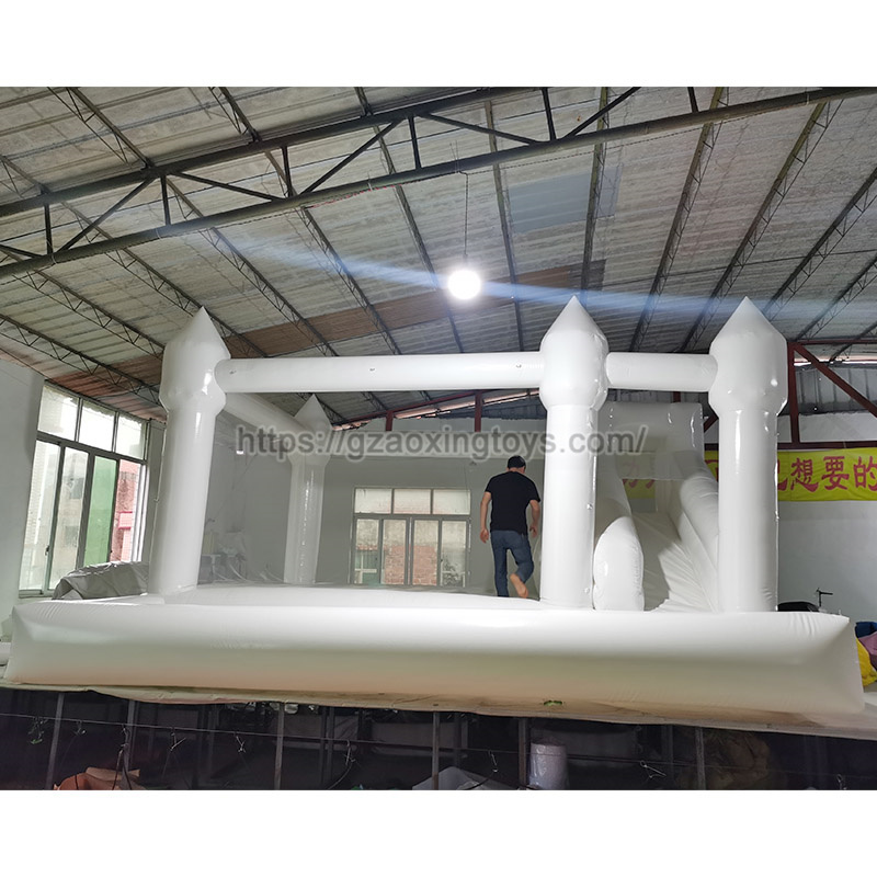 White Inflatable Bounce House With Slide And Ball Pit