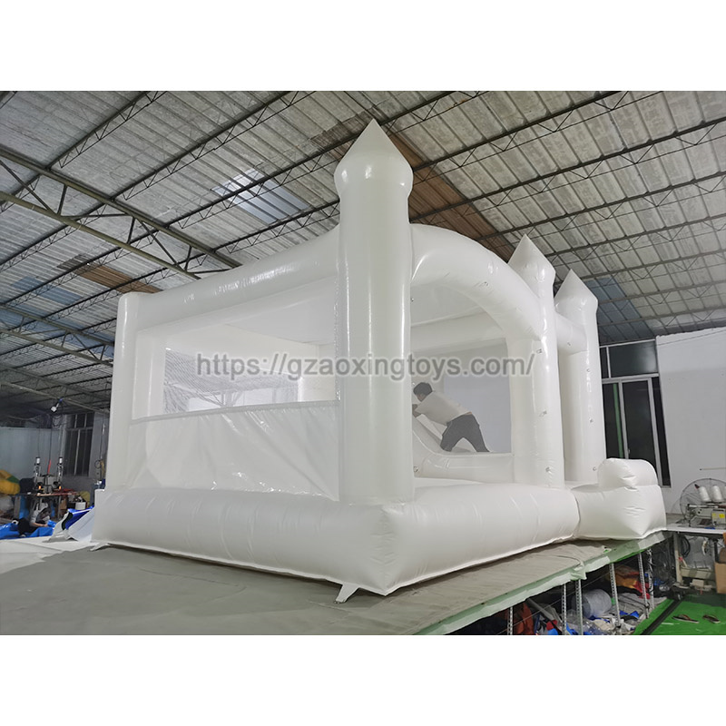 White Inflatable Bounce House With Slide