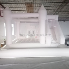 White Inflatable Bounce House With Slide And Ball Pit