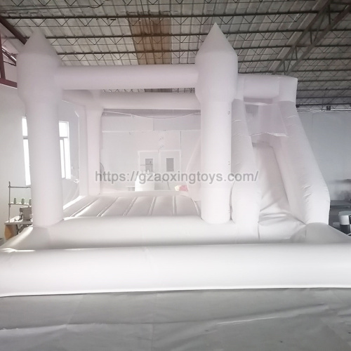 White Inflatable Bounce House With Slide And Ball Pit