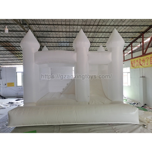 White Inflatable Bounce House With Slide
