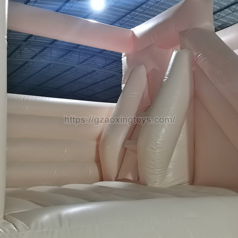 Beige Inflatable Bounce House With Slide And Ball Pit
