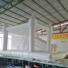 White Inflatable Bounce House With Slide And Ball Pit