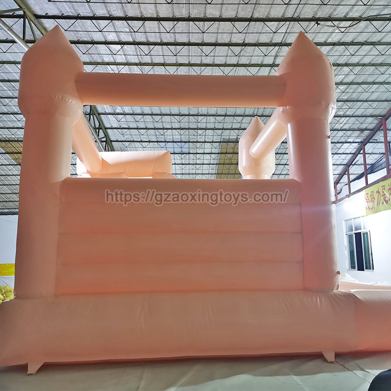 Beige Inflatable Bounce House With Slide And Ball Pit