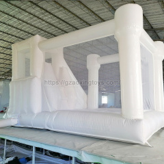 White Inflatable Bounce House With Slide And Ball Pit