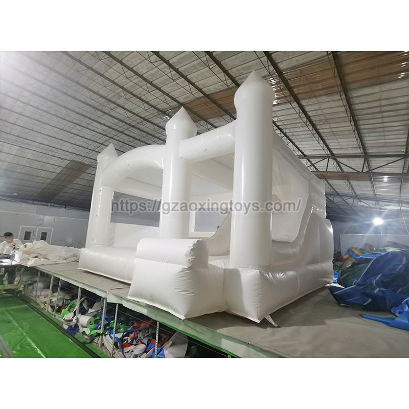 White Inflatable Bounce House With Slide