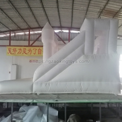 White Inflatable Bounce House With Slide And Ball Pit