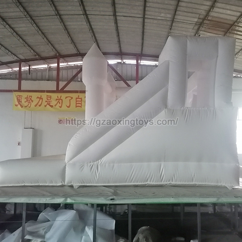 White Inflatable Bounce House With Slide And Ball Pit