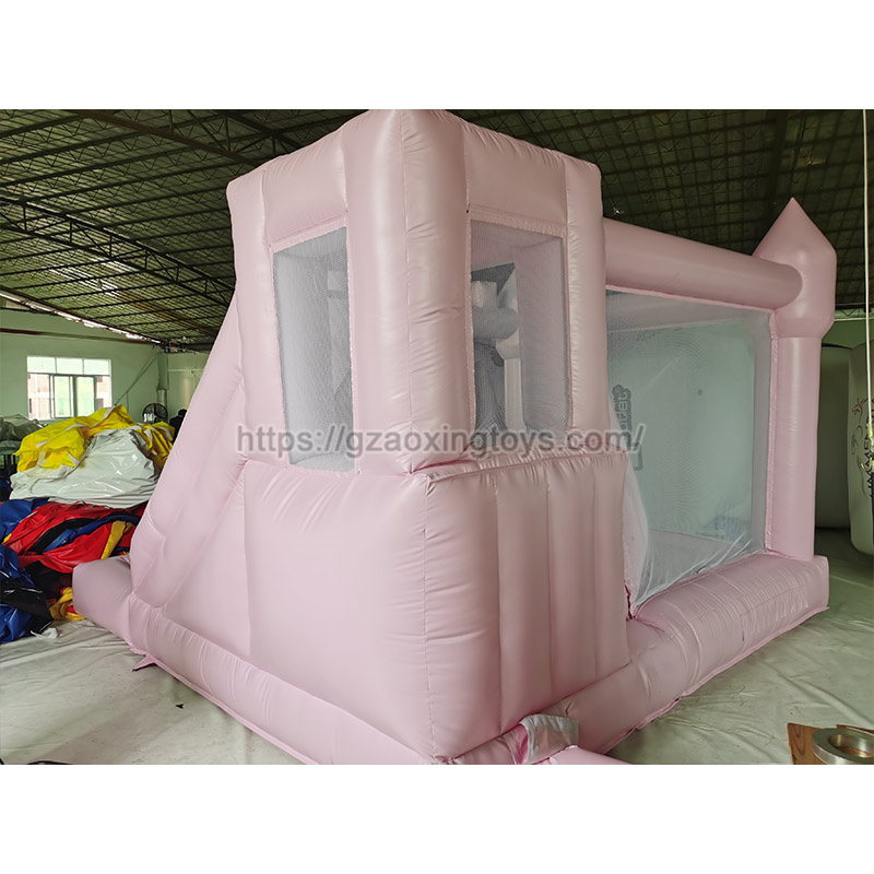 Pink Inflatable Bounce House With Slide And Ball Pit
