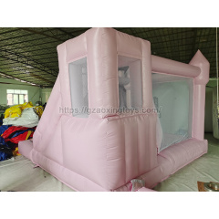 Pink Inflatable Bounce House With Slide And Ball Pit