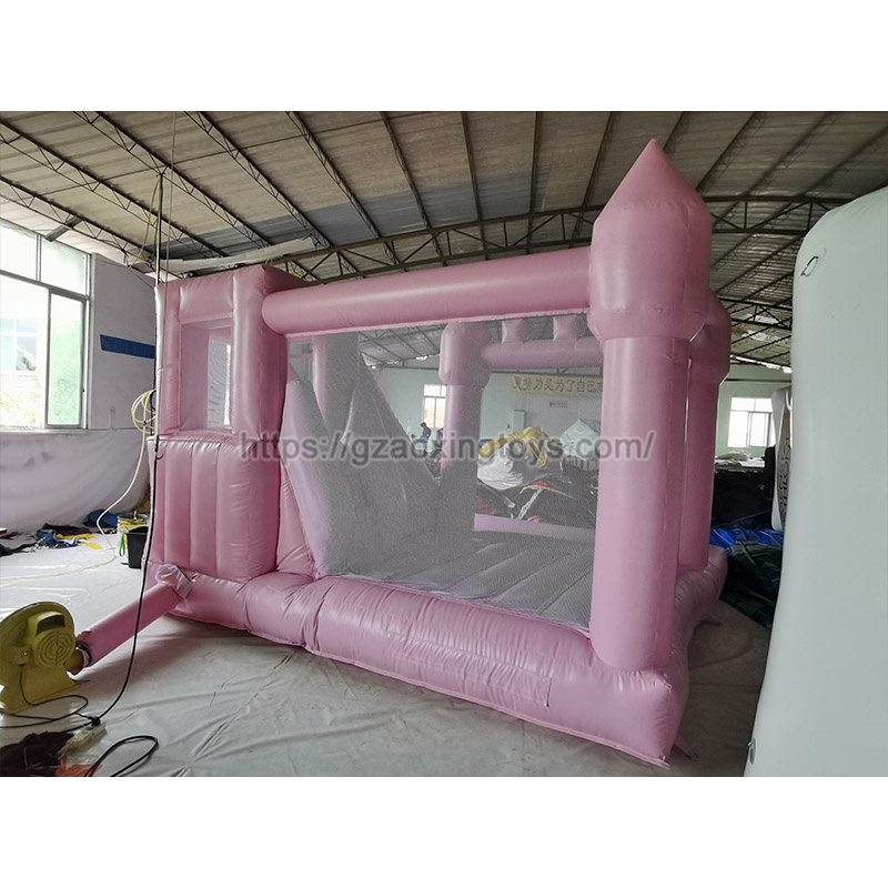 Pink Inflatable Bounce House With Slide And Ball Pit