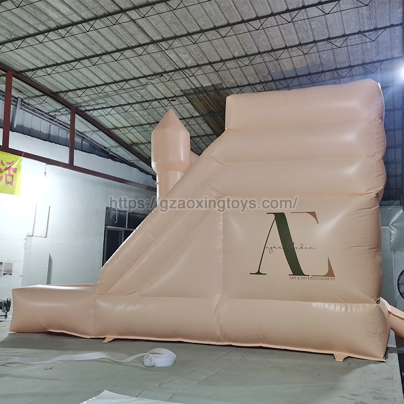 Beige Inflatable Bounce House With Slide And Ball Pit