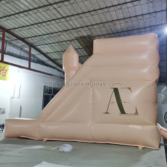 Beige Inflatable Bounce House With Slide And Ball Pit