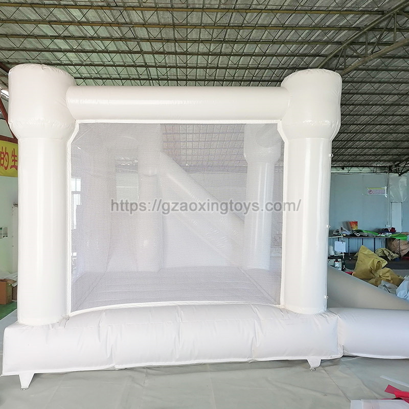 White Inflatable Bounce House With Slide And Ball Pit