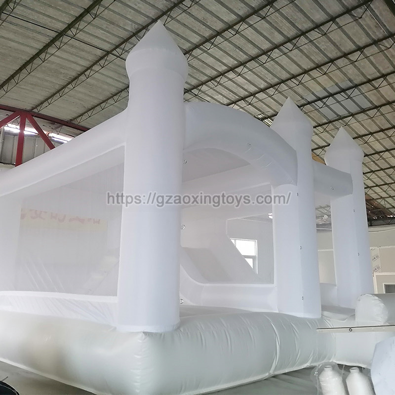 White Inflatable Bounce House With Slide