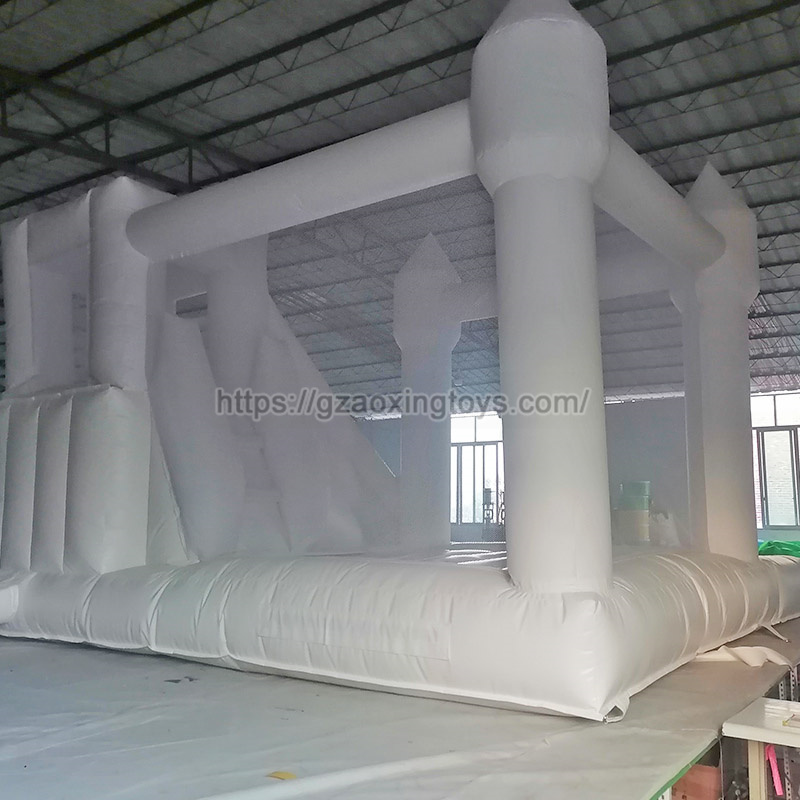 White Inflatable Bounce House With Slide And Ball Pit