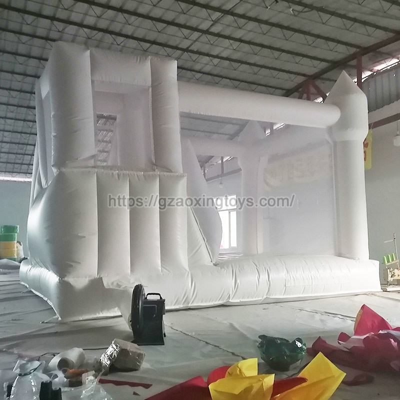 White Inflatable Bounce House With Slide And Ball Pit