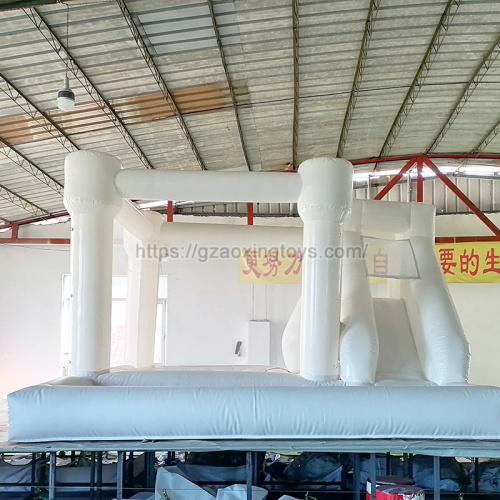 White Inflatable Bounce House With Slide And Ball Pit
