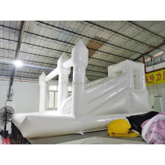 White Inflatable Bounce House With Slide And Ball Pit