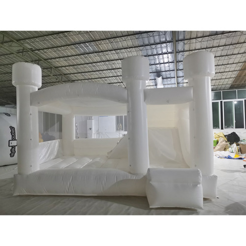 White Inflatable Bounce House With Slide