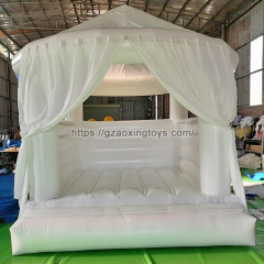 White Inflatable Bouncer House With Curtains