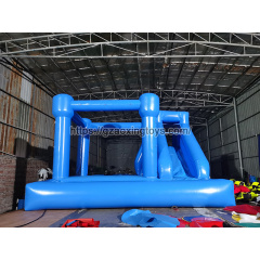 Blue Inflatable Bounce House With Slide And Ball Pit