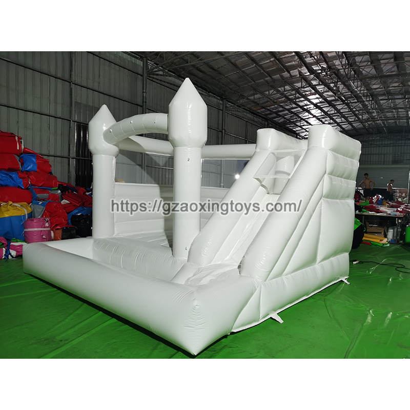 White Inflatable Bounce House With Slide And Ball Pit