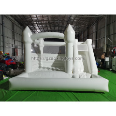 White Inflatable Bounce House With Slide And Ball Pit